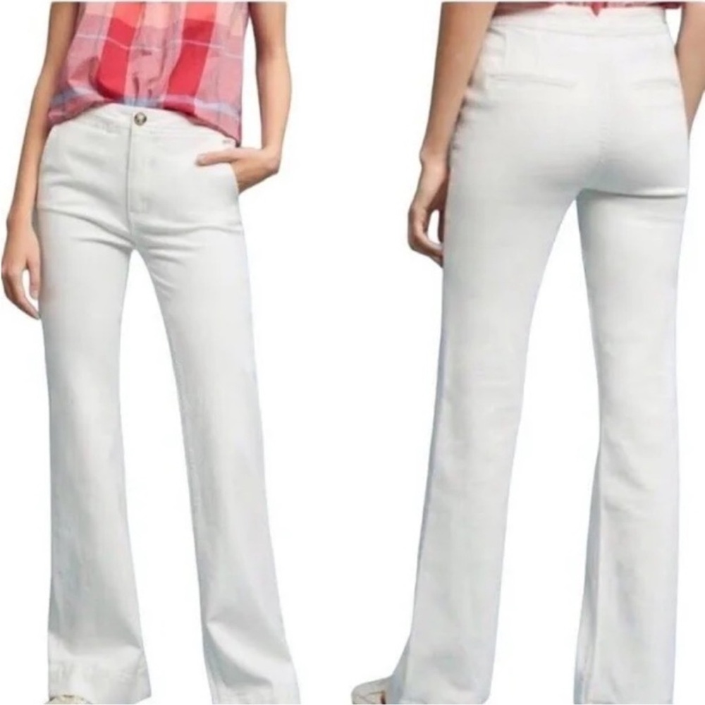 Pilcro and the Letterpress White Boot Cut Jeans